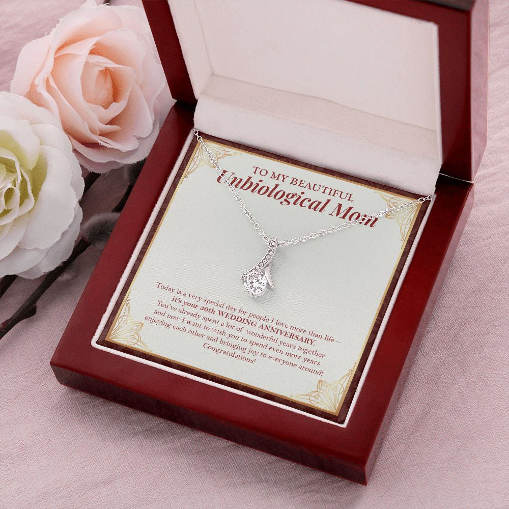 "Spent A Lot Of Wonderful Years" Beautiful Unbiological Mom 30th Wedding Anniversary Necklace Gift From Daughter Son Alluring Beauty Pendant Jewelry Box