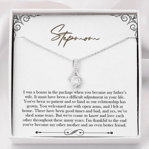 "Bonus in the Package" Step Mom Necklace Gift From Daughter Son Alluring Beauty Jewelry Box Mothers Day Birthday Christmas Valentines