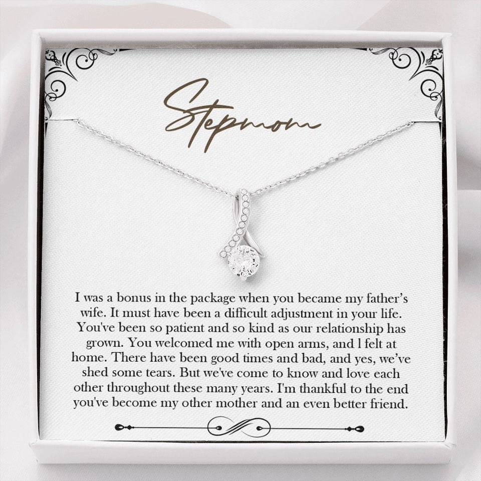 "Bonus in the Package" Step Mom Necklace Gift From Daughter Son Alluring Beauty Jewelry Box Mothers Day Birthday Christmas Valentines