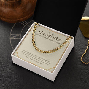 "To The Most Beautiful Couple" Grandfather Wedding Anniversary Necklace Gift From Granddaughter Grandson Cuban Link Chain Jewelry Box