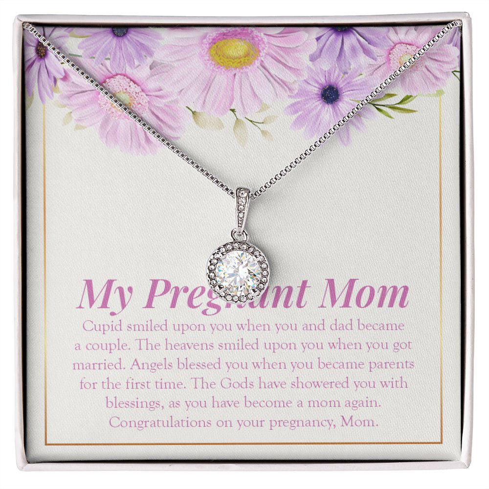 "Angels Blessed You" Pregnant Mom Necklace Gift From Daughter Son Eternal Hope Pendant Jewelry Box Baby Shower Gender Reveal