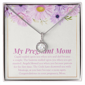 "Angels Blessed You" Pregnant Mom Necklace Gift From Daughter Son Eternal Hope Pendant Jewelry Box Baby Shower Gender Reveal