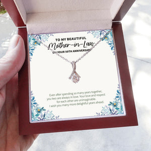 "More Delightful Years Ahead" Beautiful Mother In Law Golden Wedding Anniversary Necklace Gift Daughter-In-Law Son-In-Law Alluring Beauty Pendant Jewelry Box