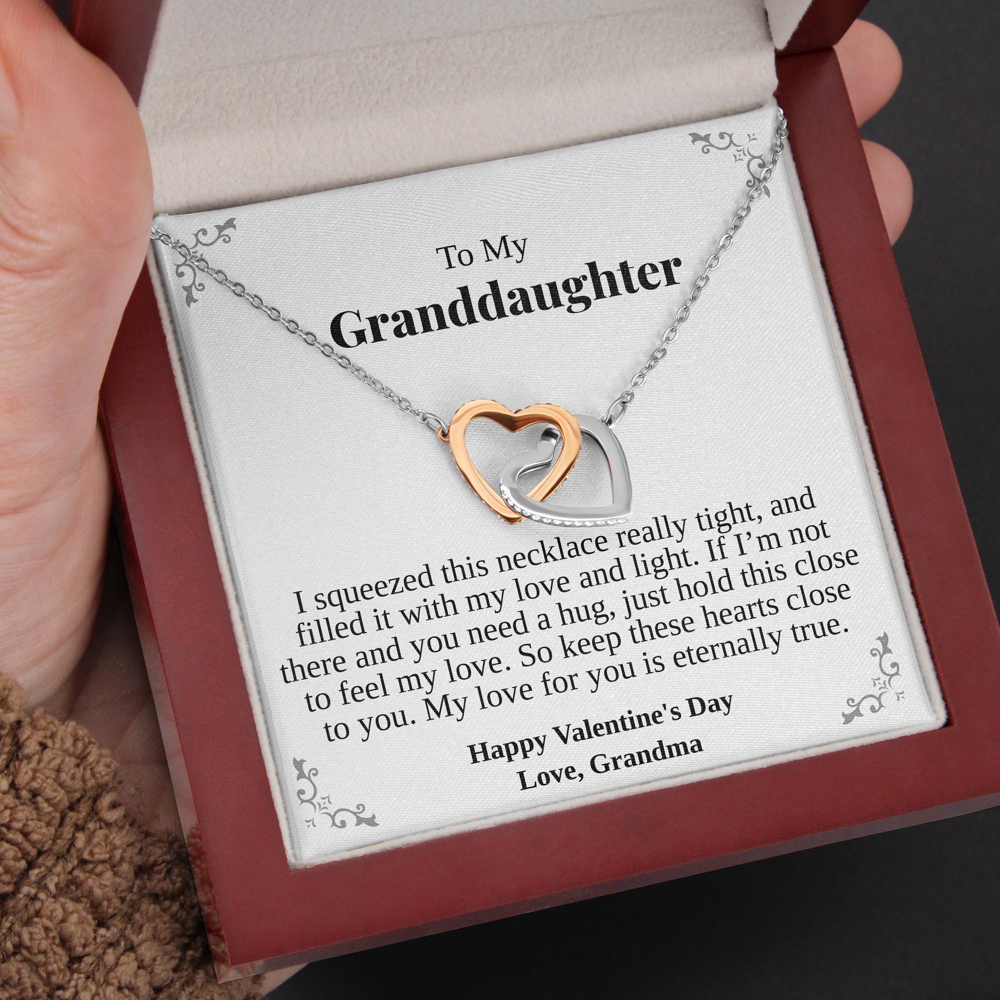 Interlocking Hearts Necklace- To My Granddaughter Eternal Love Gift For Granddaughter, For Birthday, Christmas, Mother's Day
