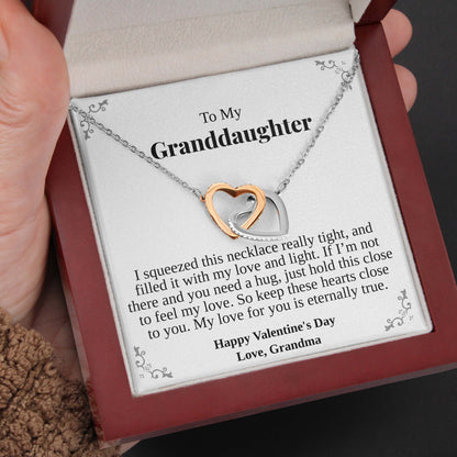 Interlocking Hearts Necklace- To My Granddaughter Eternal Love Gift For Granddaughter, For Birthday, Christmas, Mother's Day