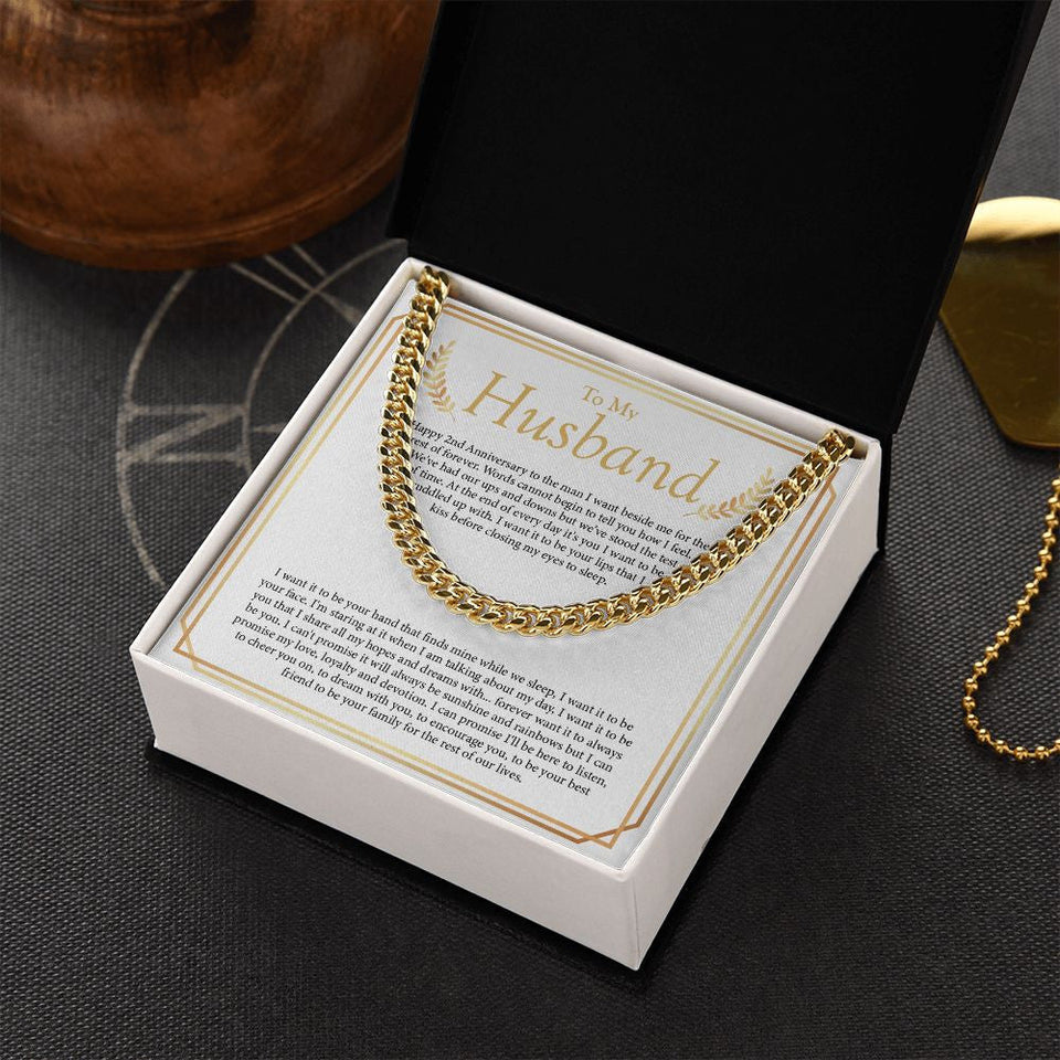 "Best Friend For The Rest Of Our Lives" Husband 2nd Wedding Anniversary Necklace Gift From Wife Cuban Link Chain Jewelry Box