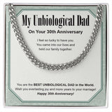 "So Lucky To Have You" Unbiological Dad 30th Wedding Anniversary Necklace Gift From Daughter Son Cuban Link Chain Jewelry Box