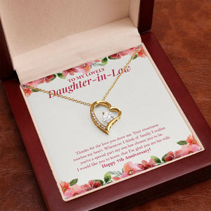 "I Am Glad You Are His Wife" Lovely Daughter In Law 7th Wedding Anniversary Necklace Gift From Mother-In-Law Father-In-Law Forever Love Pendant Jewelry Box