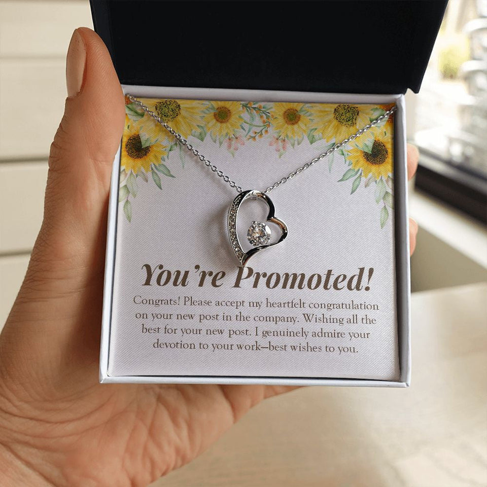 "Genuinely Admiring Your Devotion" Job Promotion Necklace Gift From Colleagues Co-workers Forever Love Pendant Jewelry Box