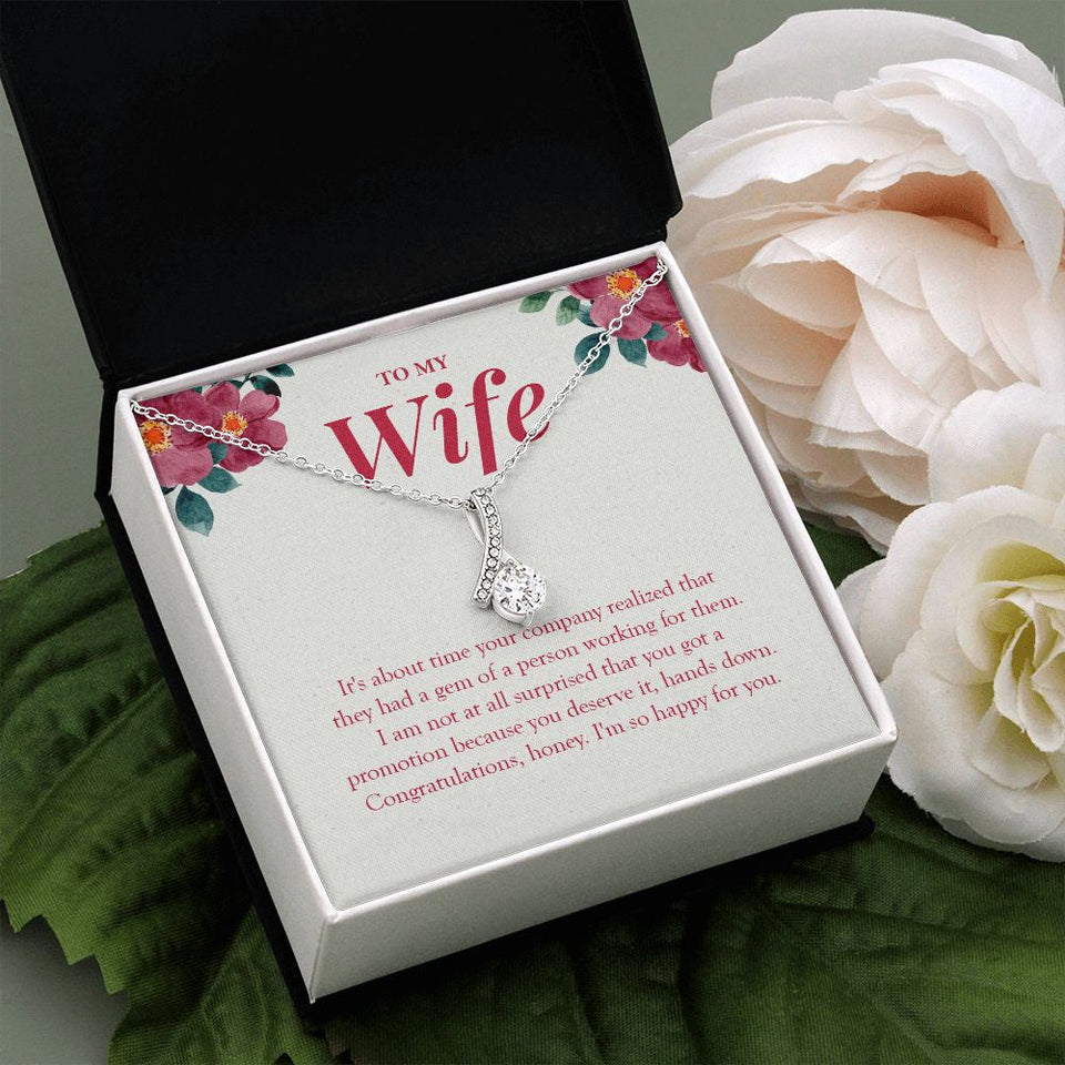 "Gem Of A Person" Wife Job Promotion Necklace Gift From Husband Alluring Beauty Pendant Jewelry Box