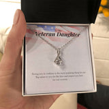 "Big Salute To You" Veteran Daughter Necklace Gift From Mom Dad Alluring Beauty Pendant Jewelry Box Deployment Veterans Day Thanksgiving