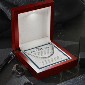 "Wonderful Man You Are Becoming" Incredible Son Necklace Gift From Mom Dad Cuban Link Chain Jewelry Box Birthday Graduation Christmas New Year