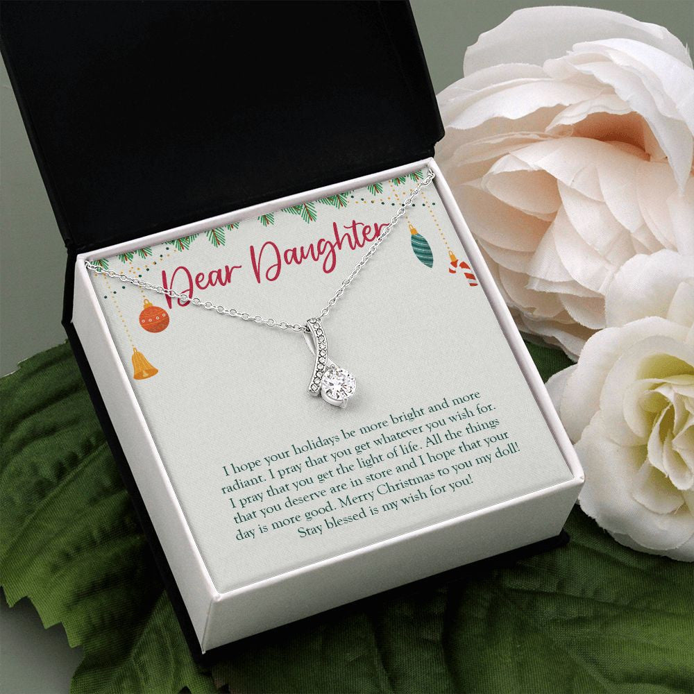 "Bright and More Radiant" Granddaughter Christmas Necklace Gift From Grandma Grandpa Alluring Beauty Pendant Jewelry Box