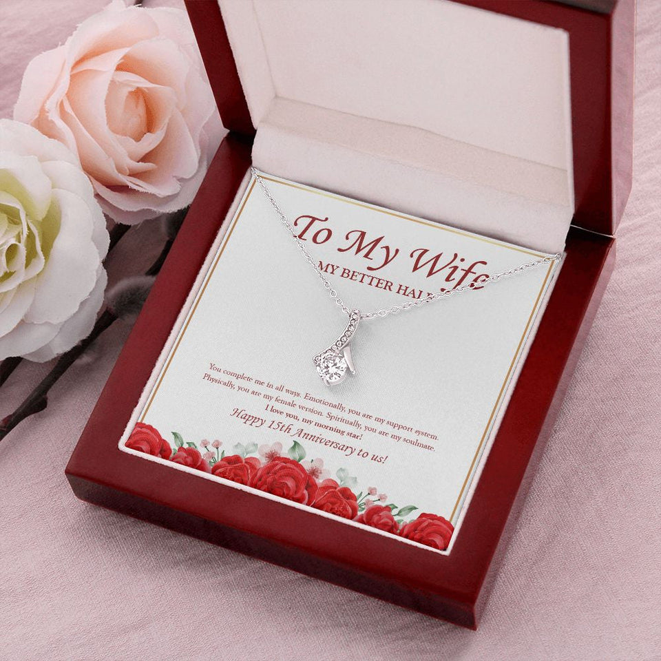 "My Morning Star" Wife 15th Wedding Anniversary Necklace Gift From Husband Alluring Beauty Pendant Jewelry Box