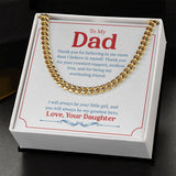 "Little Girl Greatest Hero" Dad Necklace Gift From Daughter Cuban Link Chain Jewelry Box Fathers Day Birthday Christmas Valentines