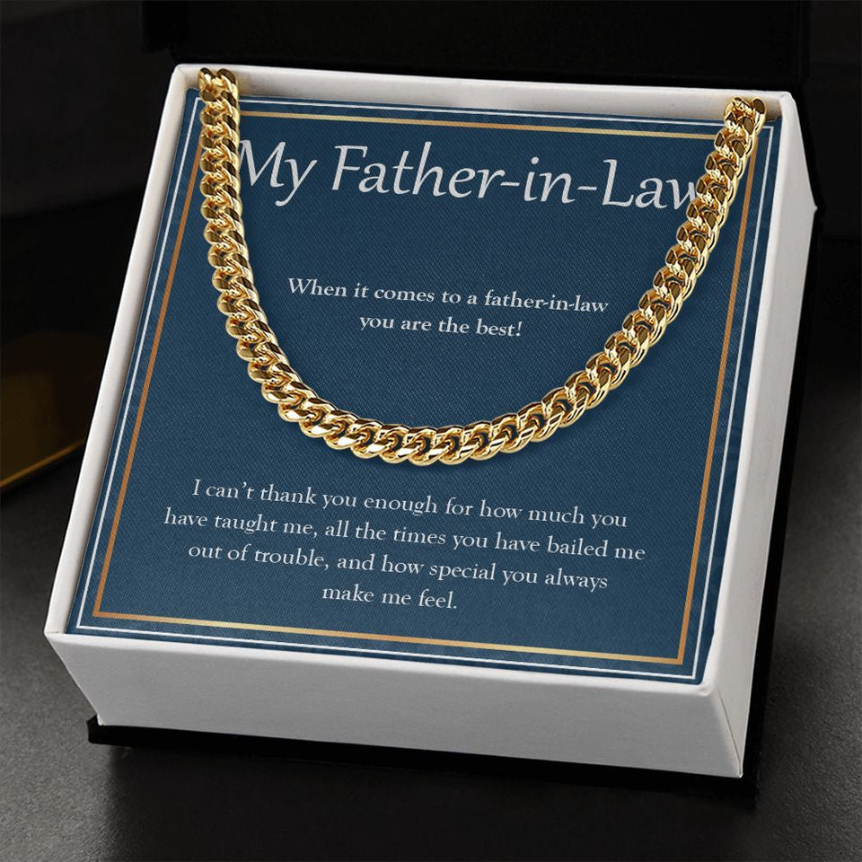 "You Are The Best" Father In Law Necklace Gift From Son-In-Law Daughter-In-Law Cuban Link Chain Jewelry Box Birthday Christmas Thanksgiving New Year