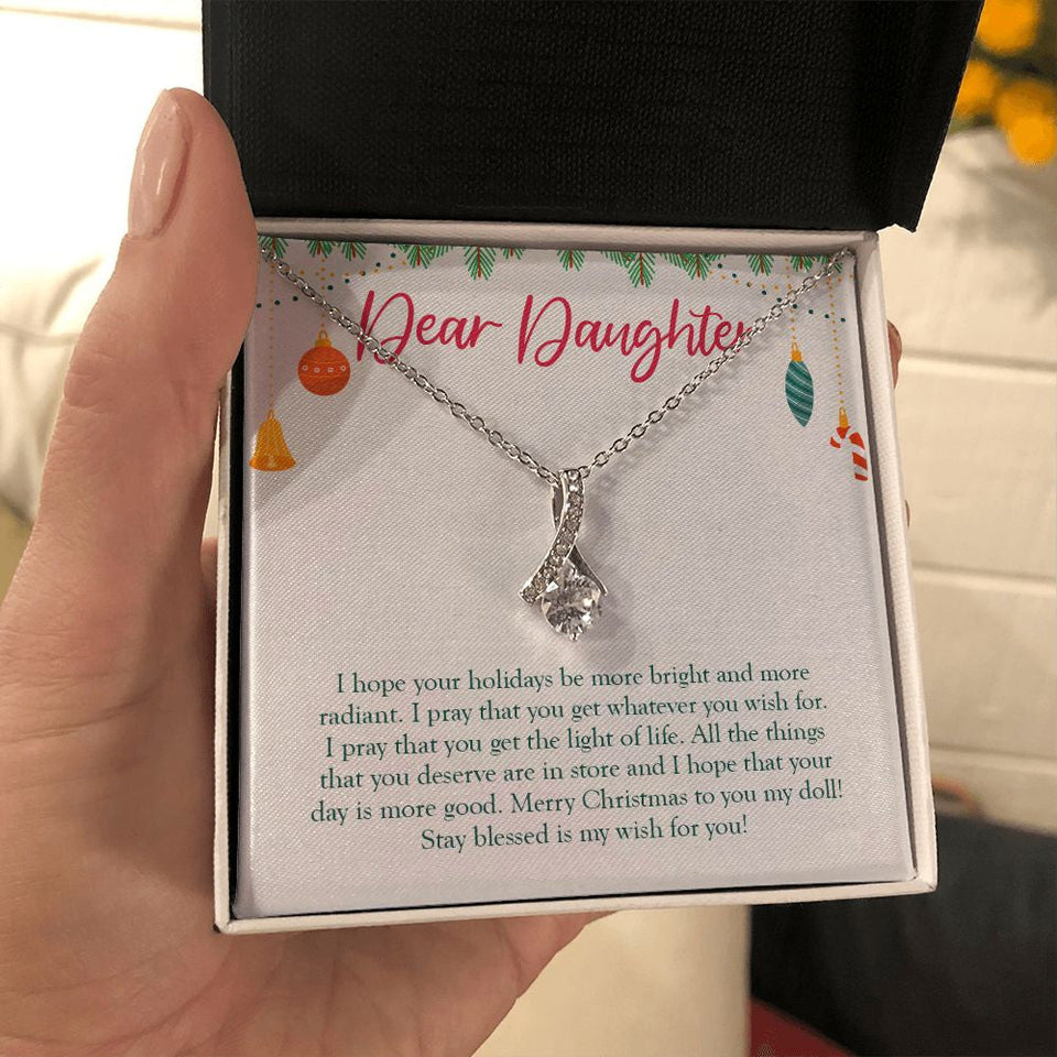 "Bright and More Radiant" Granddaughter Christmas Necklace Gift From Grandma Grandpa Alluring Beauty Pendant Jewelry Box