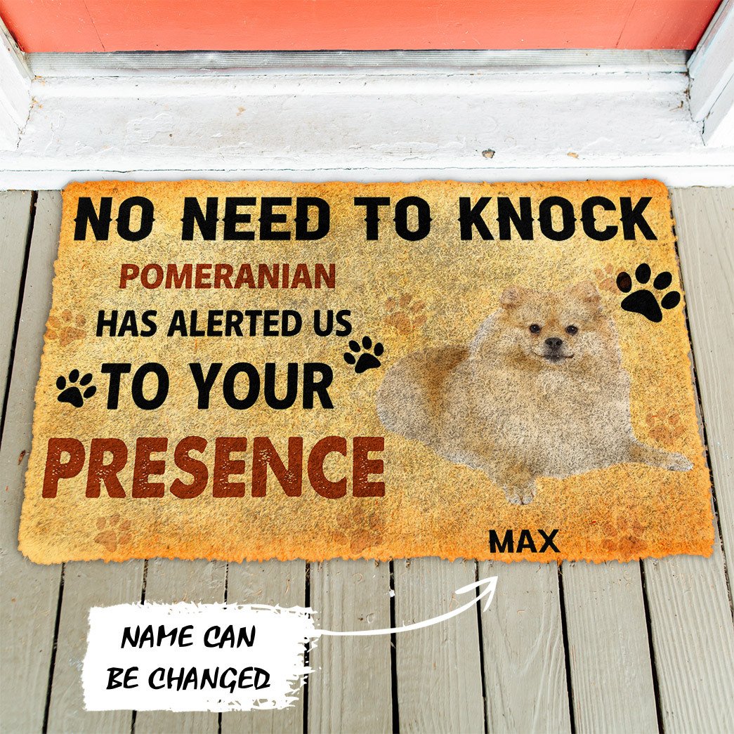 3D No Need To Knock Pomeranian Dog Custom Name Doormat