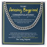 "See Through My Eyes" Boyfriend Graduation Necklace Gift From Girlfriend Cuban Link Chain Jewelry Box