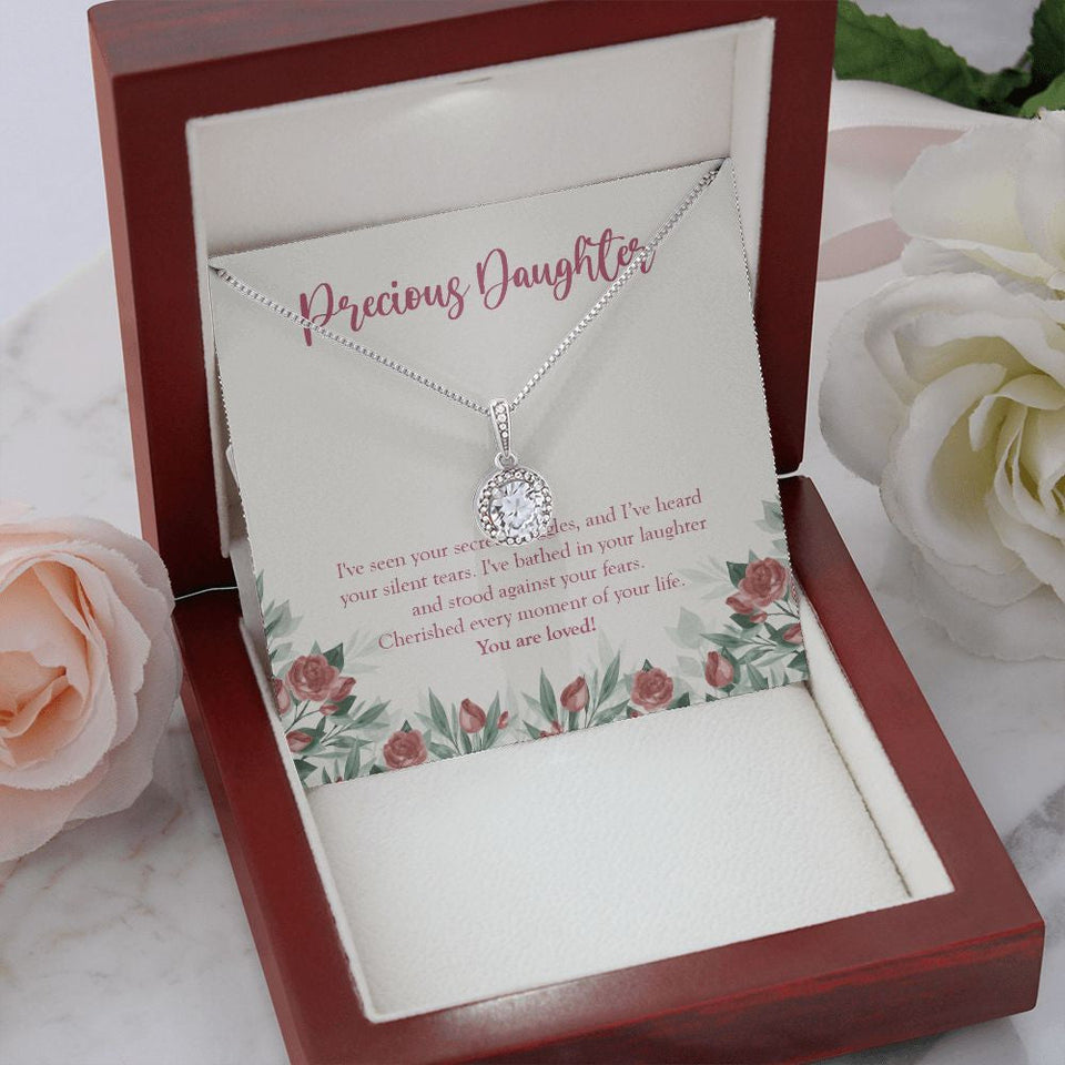 "Cherish Every Moment" Precious Daughter Necklace Gift From Mom Dad Eternal Hope Pendant Jewelry Box Christmas Birthday Thanksgiving New Year