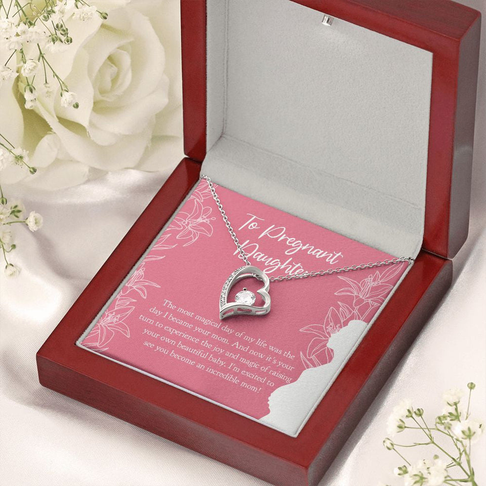 "Most Magical Day Of Your Life" Pregnant Daughter Necklace Gift From Mom Dad Forever Love Pendant Jewelry Box Baby Shower
