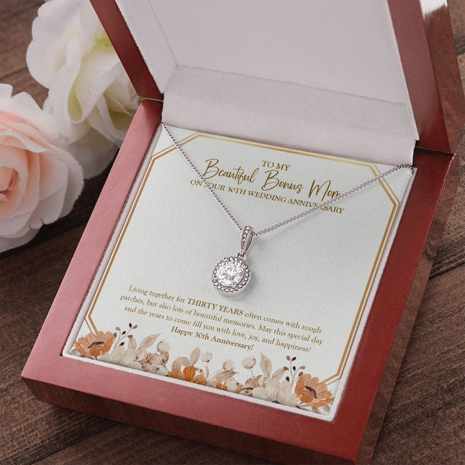 "Comes With Rough Patches" Beautiful Bonus Mom 30th Wedding Anniversary Necklace Gift From Daughter Son Eternal Hope Pendant Jewelry Box