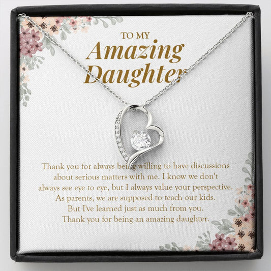 "Always Willing To Listen" Amazing Daughter Necklace Gift From Mom Dad Forever Love Pendant Jewelry Box Birthday Graduation Christmas Wedding