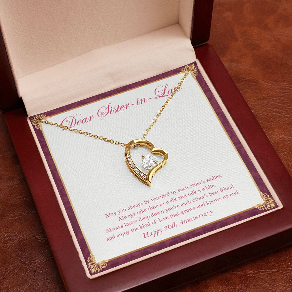 "Each Other's Warm Smiles" Sister In Law 30th Anniversary Gift From Sister-In-Law Brother-In-Law Forever Love Pendant Jewelry Box