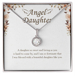 "So Fortunate And Blessed" Angel Daughter Necklace Gift From Mom Dad Eternal Hope Pendant Jewelry Box Birthday Graduation Christmas New Year