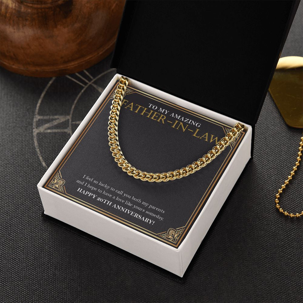 "To Have A Love Like Yours" Amazing Father-In-Law 20th Wedding Anniversary Necklace Gift From Daughter-In-Law Son-In-Law Cuban Link Chain Jewelry Box