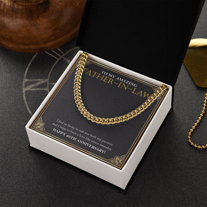 "To Have A Love Like Yours" Amazing Father-In-Law 20th Wedding Anniversary Necklace Gift From Daughter-In-Law Son-In-Law Cuban Link Chain Jewelry Box