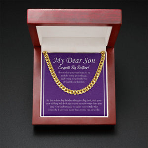 "Definitely On That List" Son Promoted To Big Brother Necklace Gift From Mom Dad Cuban Link Chain Jewelry Box Baby Shower Gender Reveal