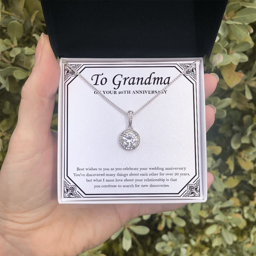 "New Discoveries Each Years" Grandma 20th Wedding Anniversary Necklace Gift From Granddaughter Grandson Eternal Hope Pendant Jewelry Box