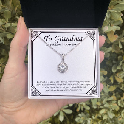 "New Discoveries Each Years" Grandma 20th Wedding Anniversary Necklace Gift From Granddaughter Grandson Eternal Hope Pendant Jewelry Box