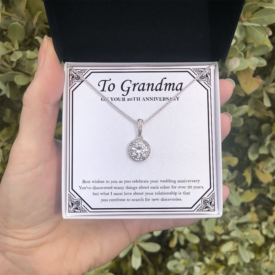 "New Discoveries Each Years" Grandma 20th Wedding Anniversary Necklace Gift From Granddaughter Grandson Eternal Hope Pendant Jewelry Box