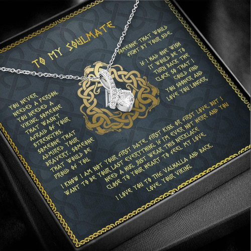 To My Soulmate Necklace - I Love You To The Vahalla And Back Love, You Viking - Alluring Necklace