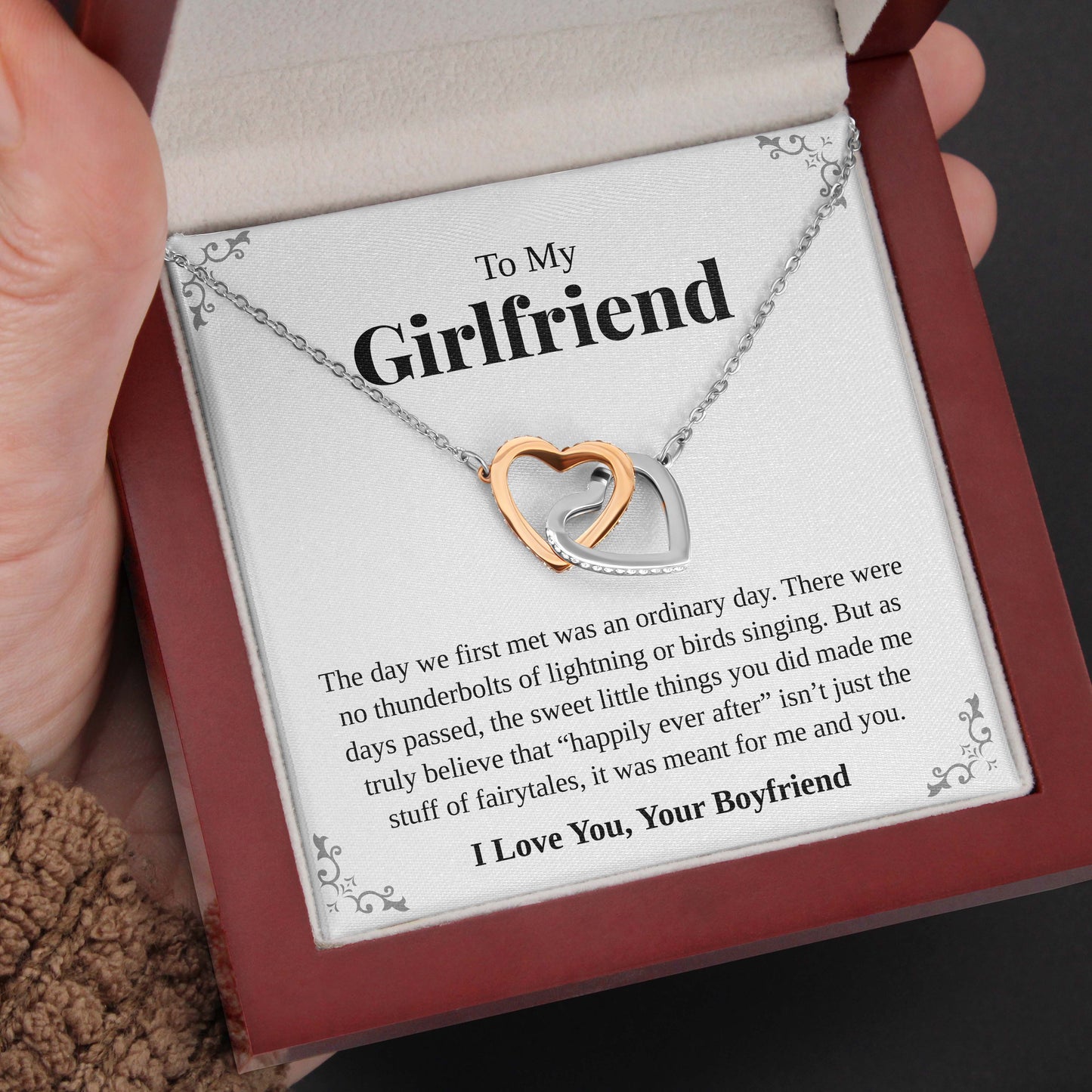 Interlocking Hearts Necklace- To My Girlfriend, Hold My Heart, Gift For Girlfriend, For Birthday, Christmas, Mother's Day