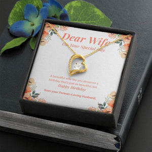 "Just As Beautiful Too" Wife Birthday Necklace Gift From Husband Forever Love Pendant Jewelry Box