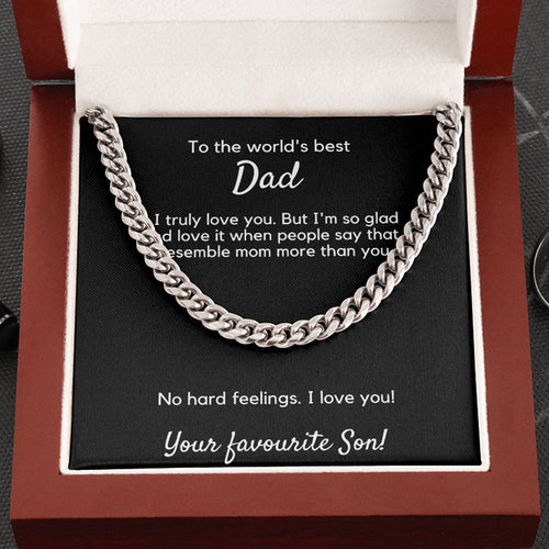 To The World's Best Dad Necklace Gift | I Resemble Mom | Fathers Day, Birthday, Christmas Cuban Link Chain Necklace from Son LX146G