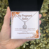 "Instinct And Lots Of Love" Pregnant Sister Necklace Gift From Brother Sibling Eternal Hope Pendant Jewelry Box Baby Shower Birth Announcement Pregnancy Announcement