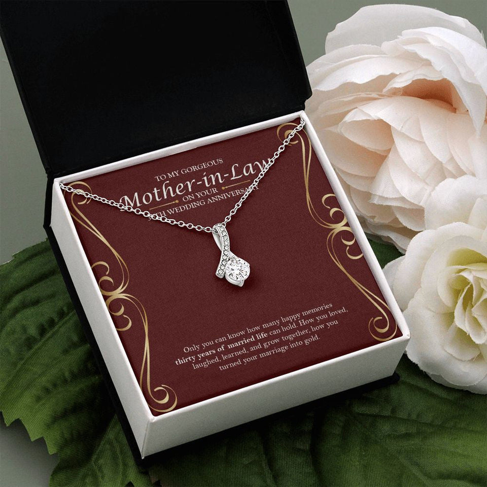 "Thirty Years Of Memories" Gorgeous Mother In Law 30th Wedding Anniversary Necklace Gift From Son-In-Law Daughter-In-Law Alluring Beauty Pendant Jewelry Box