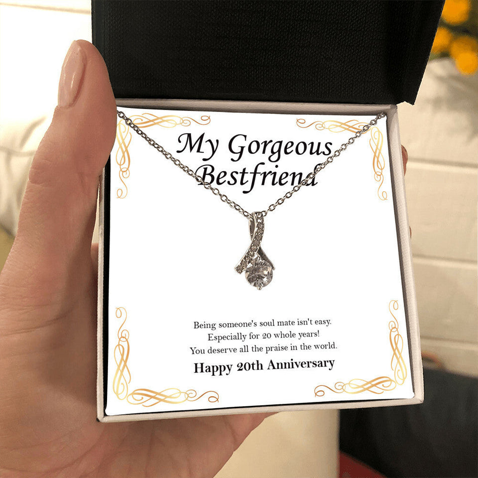 "Someone's Soulmate" Gorgeous Bestfriend 20th Wedding Anniversary Necklace Gift From Bestie BFF Soul Sister Alluring Beauty Pendant Jewelry Box