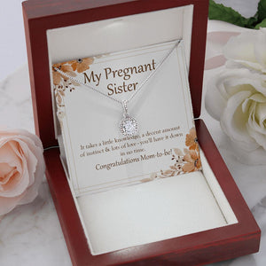 "Instinct And Lots Of Love" Pregnant Sister Necklace Gift From Brother Sibling Eternal Hope Pendant Jewelry Box Baby Shower Birth Announcement Pregnancy Announcement