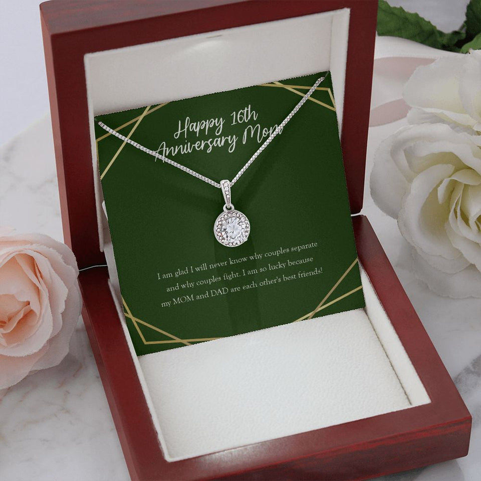 "Glad I Will Never Know" Mom 16th Wedding Anniversary Necklace Gift From Daughter Son Eternal Hope Pendant Jewelry Box