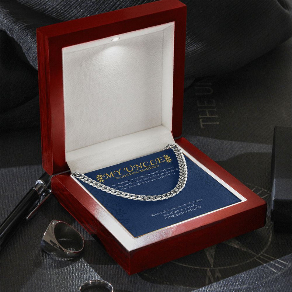 "Gotten Rid Of Love" Uncle Engagement Necklace Gift From Niece Nephew Cuban Link Chain Jewelry Box