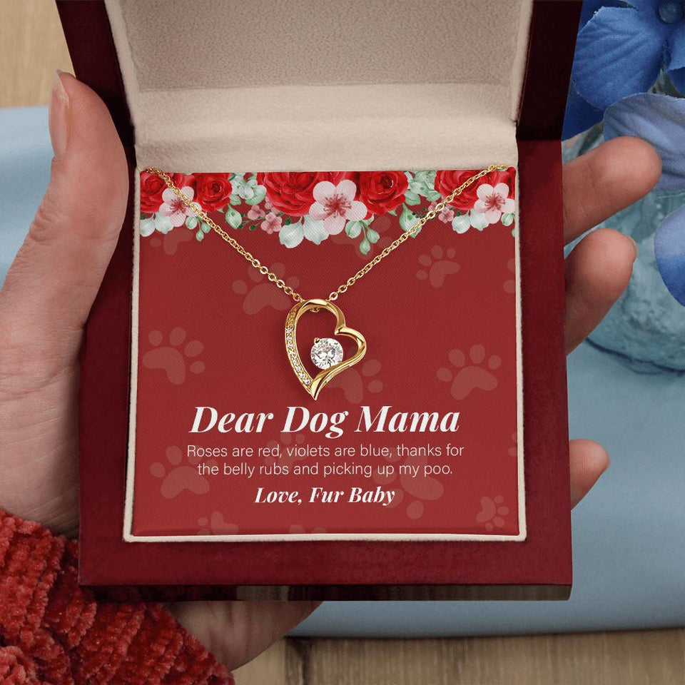 "Thanks For The Belly Rubs" Dog Mom Necklace Gift From Fur Baby Forever Love Pendant Jewelry Box Birthday Christmas Thanksgiving