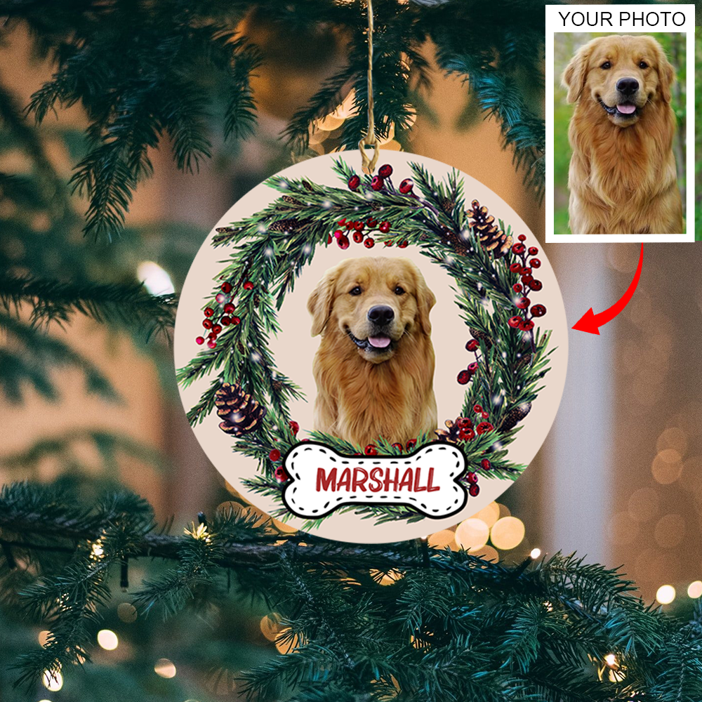 Personalized Gift For Pet Lovers Custom Image Floral Ceramic Ornament