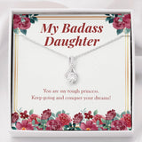 "My Tough Princess" Badass Daughter Necklace Gift From Mom Dad Alluring Beauty Pendant Jewelry Box Birthday Graduation Christmas New Year