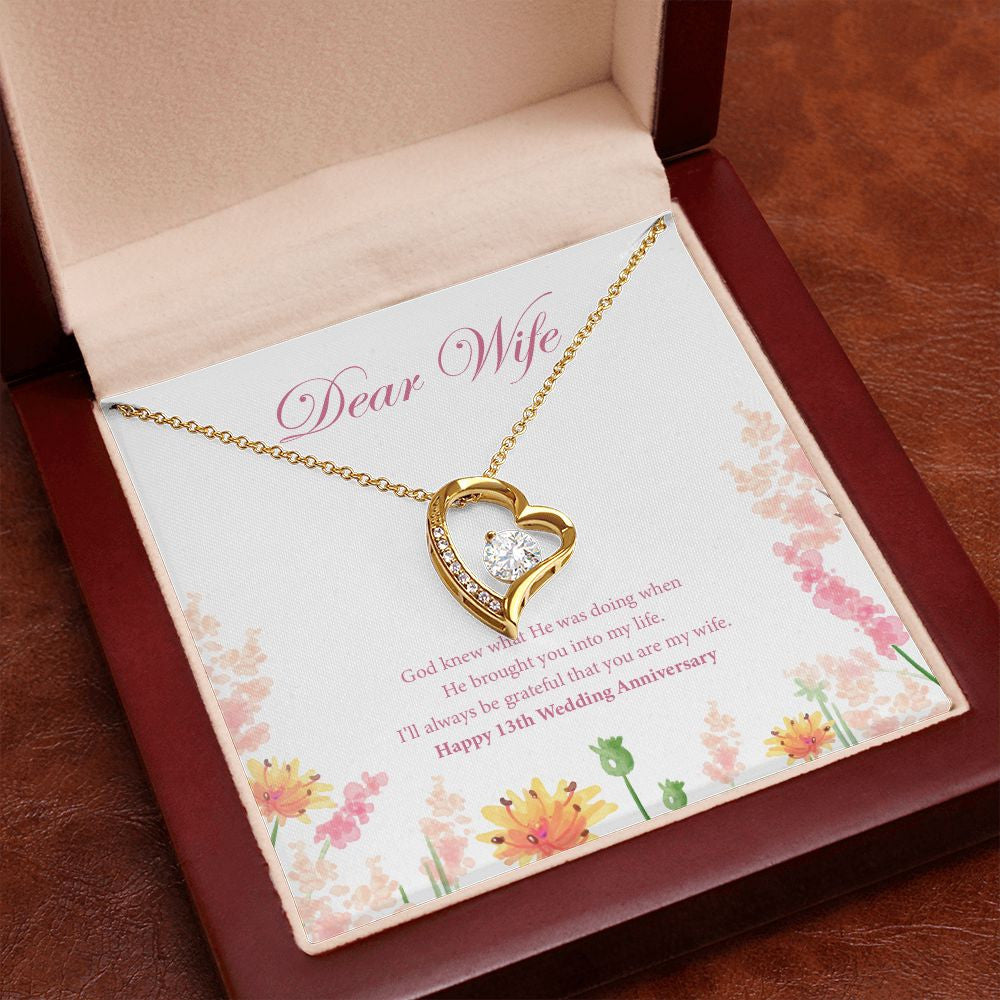 "God Knew" Wife 13th Wedding Anniversary Necklace Gift From Husband Forever Love Pendant Jewelry Box
