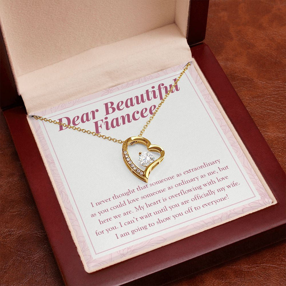 "Overflowing with Love for You" Beautiful Fiancee Necklace Gift From Fiance Future Husband Forever Love Pendant Jewelry Box Valentines Wedding Engagement Birthday